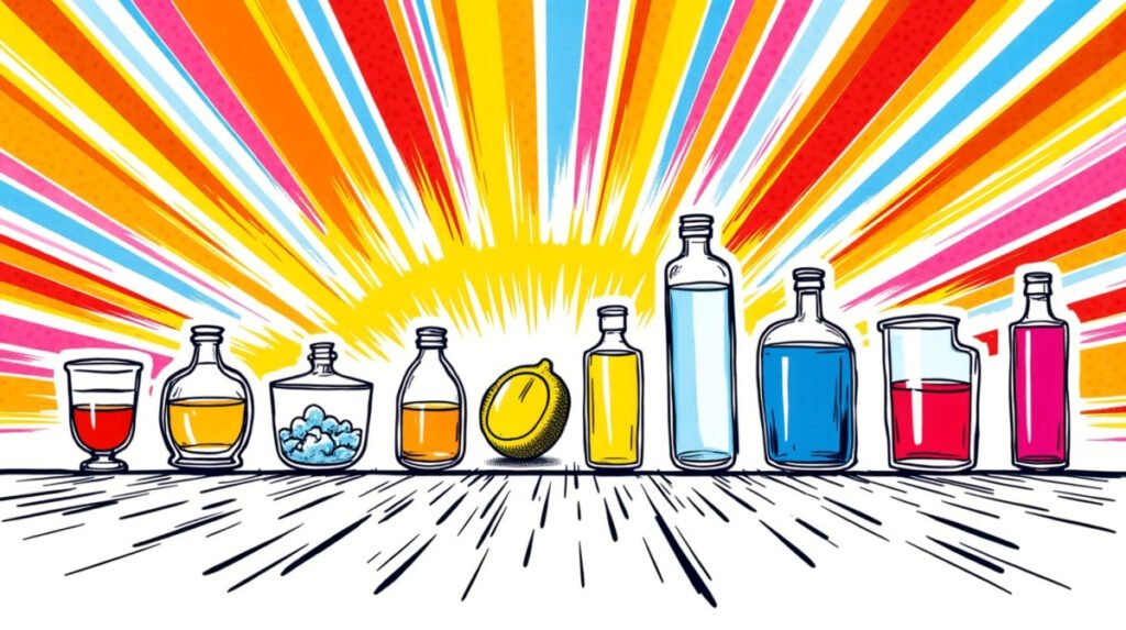 Common PH examples like lemons, water, and soap placed along a line.